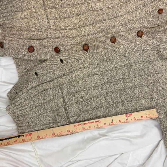 Vintage Eddie Bauer Sweater Cardigan Wool Suede Elbow Patch Fisherman Cabin L - Picture 10 of 13